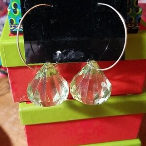 Handmade Green Jewel Stone 1" Dangling Earrings